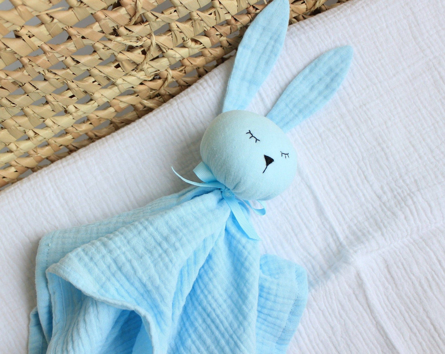 Bomullsmuslin snuggle bunny - ljusblå