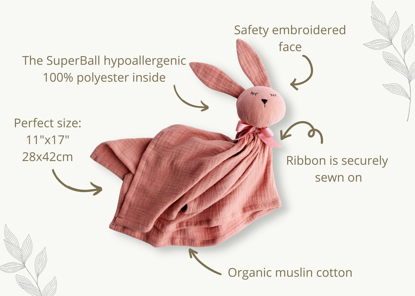 Bomullsmuslin snuggle bunny - ljusblå