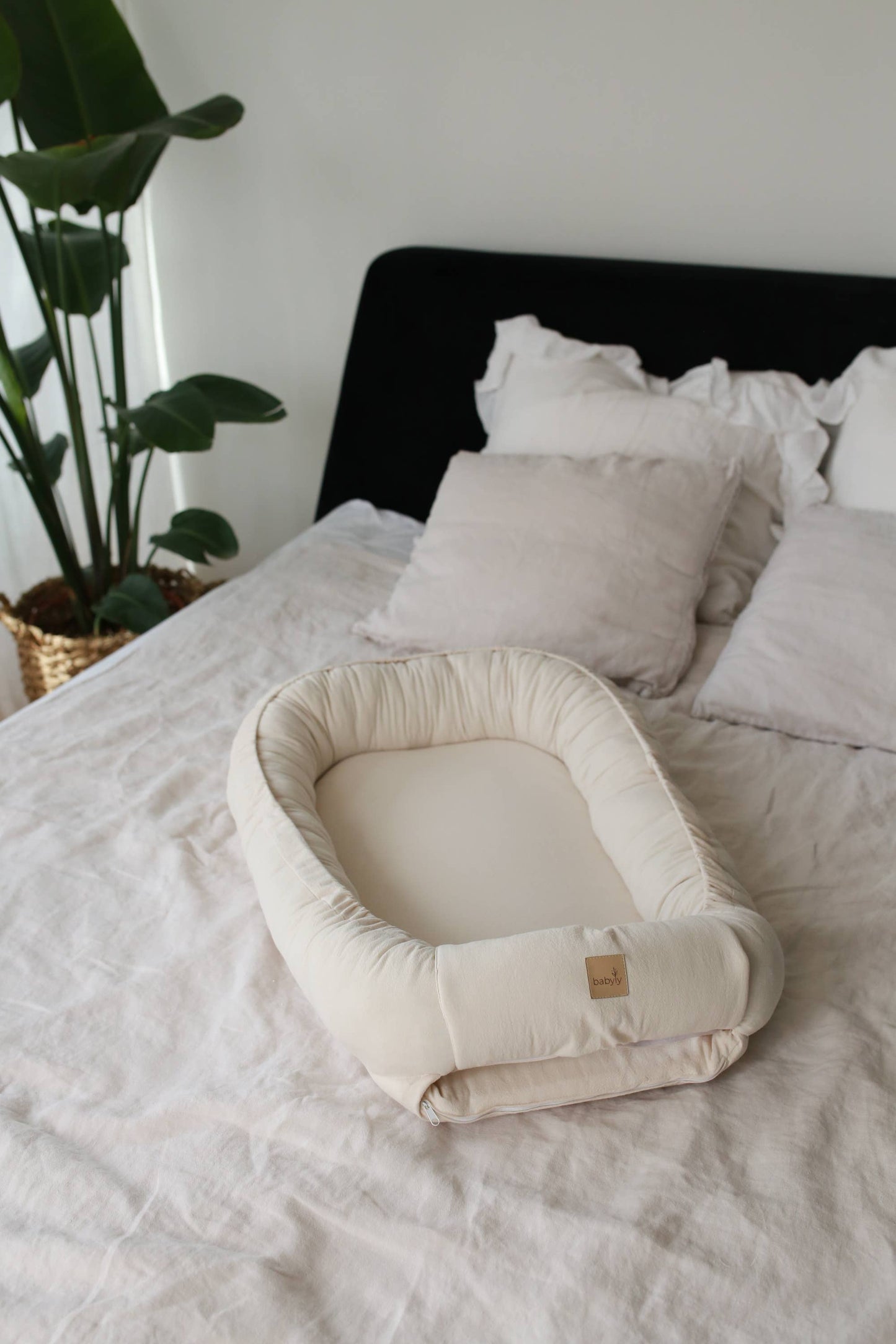 Babynest i tvättad bomull - krämvit