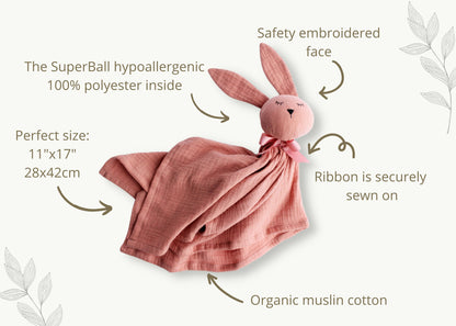 Bomullsmuslin snuggle bunny - lavendel